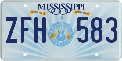 MS license plate ZFH583