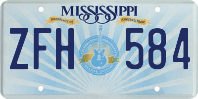 MS license plate ZFH584