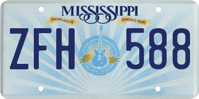 MS license plate ZFH588