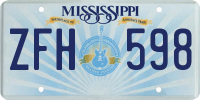 MS license plate ZFH598