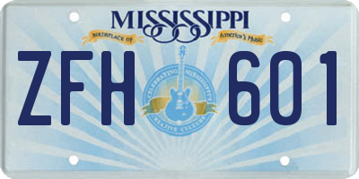 MS license plate ZFH601