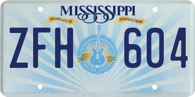 MS license plate ZFH604