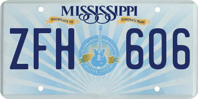MS license plate ZFH606
