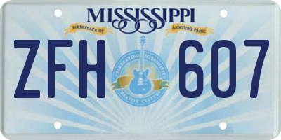 MS license plate ZFH607
