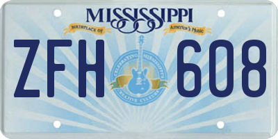 MS license plate ZFH608