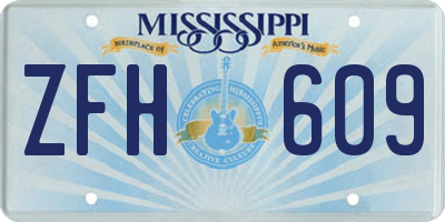 MS license plate ZFH609