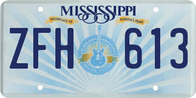 MS license plate ZFH613
