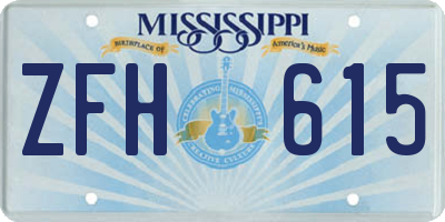 MS license plate ZFH615