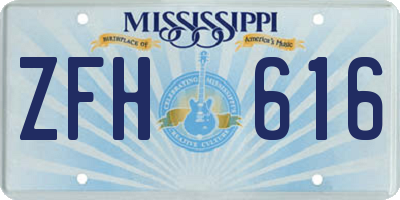 MS license plate ZFH616