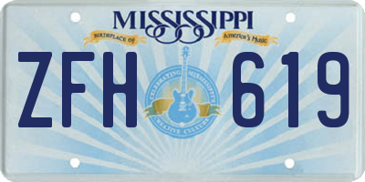 MS license plate ZFH619