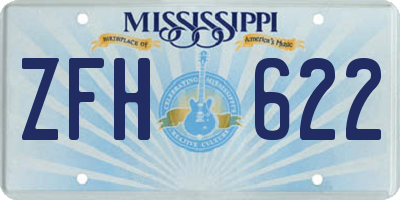 MS license plate ZFH622