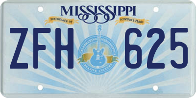 MS license plate ZFH625