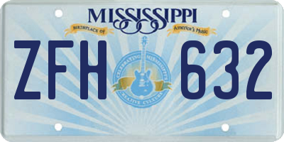 MS license plate ZFH632