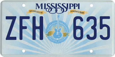 MS license plate ZFH635