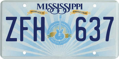 MS license plate ZFH637