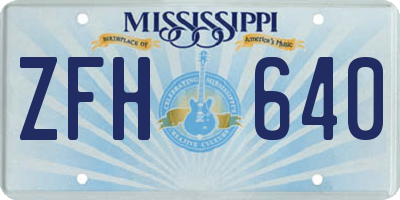 MS license plate ZFH640