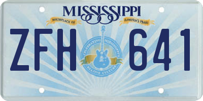 MS license plate ZFH641