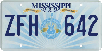 MS license plate ZFH642