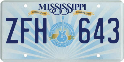 MS license plate ZFH643