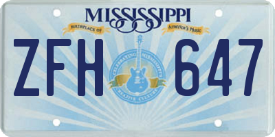 MS license plate ZFH647