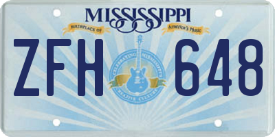 MS license plate ZFH648
