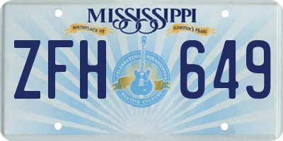 MS license plate ZFH649