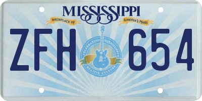 MS license plate ZFH654