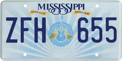 MS license plate ZFH655