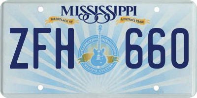 MS license plate ZFH660