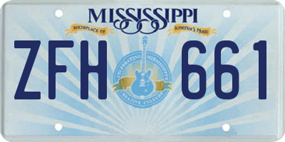 MS license plate ZFH661