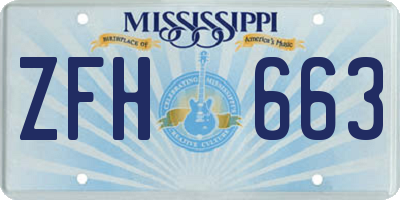 MS license plate ZFH663