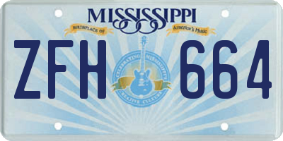 MS license plate ZFH664