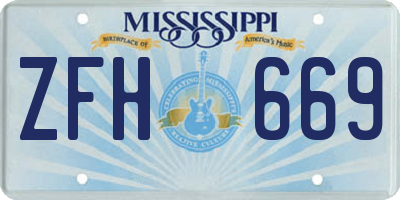 MS license plate ZFH669