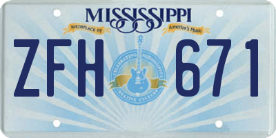 MS license plate ZFH671