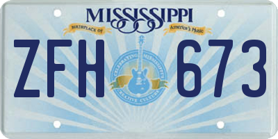 MS license plate ZFH673