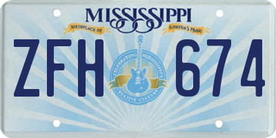 MS license plate ZFH674