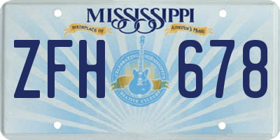 MS license plate ZFH678