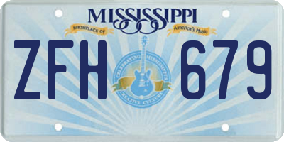 MS license plate ZFH679