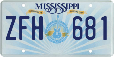 MS license plate ZFH681