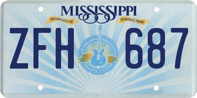 MS license plate ZFH687