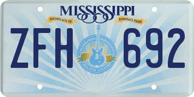 MS license plate ZFH692