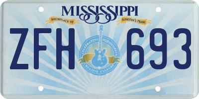 MS license plate ZFH693