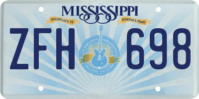 MS license plate ZFH698