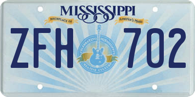 MS license plate ZFH702