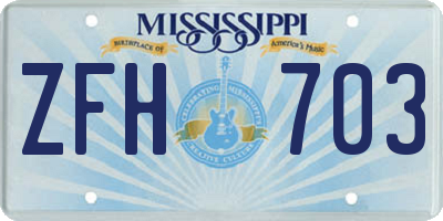 MS license plate ZFH703