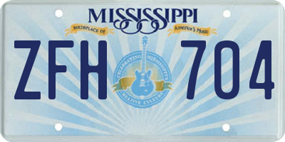 MS license plate ZFH704
