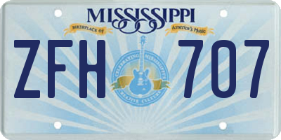 MS license plate ZFH707