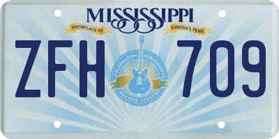 MS license plate ZFH709