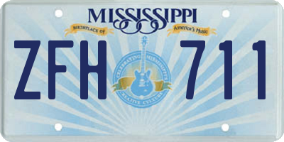 MS license plate ZFH711