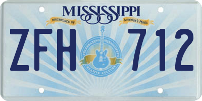 MS license plate ZFH712